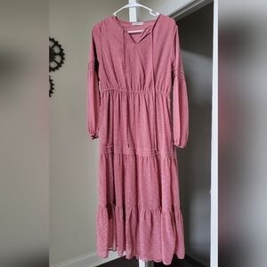 Women kurta/dress pink long with sleeves shimmer